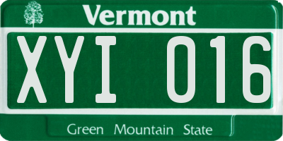 VT license plate XYI016