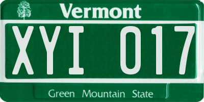 VT license plate XYI017