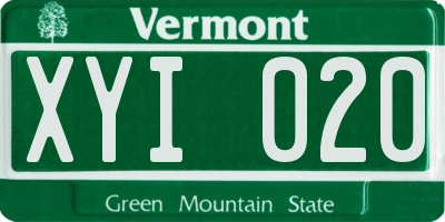 VT license plate XYI020