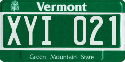 VT license plate XYI021