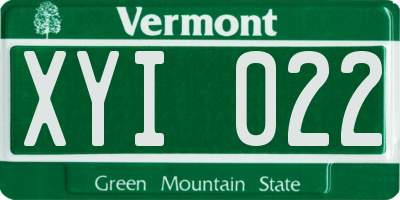 VT license plate XYI022