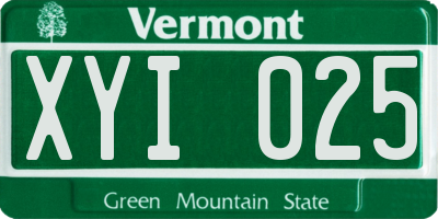 VT license plate XYI025