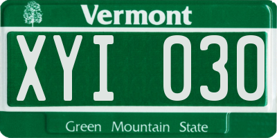 VT license plate XYI030