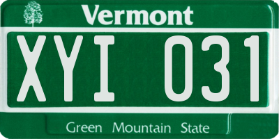 VT license plate XYI031