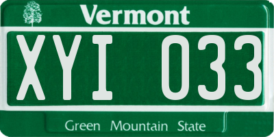 VT license plate XYI033