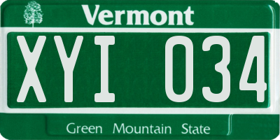 VT license plate XYI034
