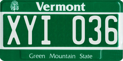 VT license plate XYI036