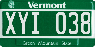 VT license plate XYI038