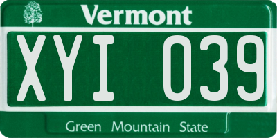 VT license plate XYI039