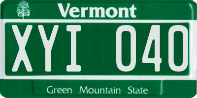 VT license plate XYI040