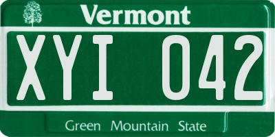 VT license plate XYI042