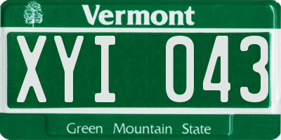 VT license plate XYI043