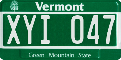 VT license plate XYI047