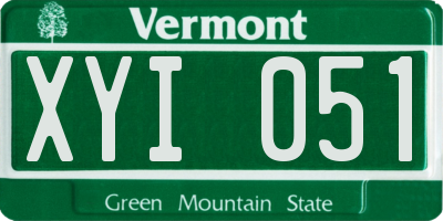 VT license plate XYI051