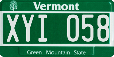 VT license plate XYI058
