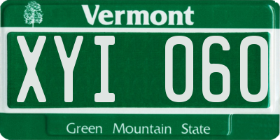 VT license plate XYI060