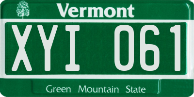 VT license plate XYI061