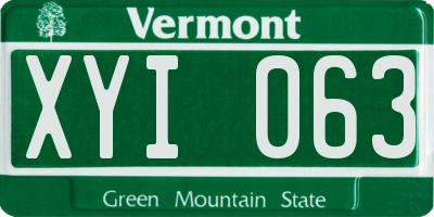 VT license plate XYI063