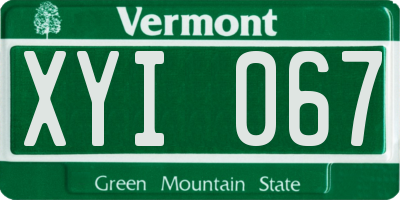 VT license plate XYI067