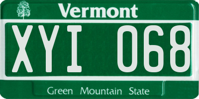 VT license plate XYI068