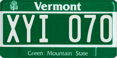 VT license plate XYI070