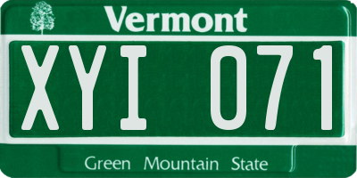VT license plate XYI071
