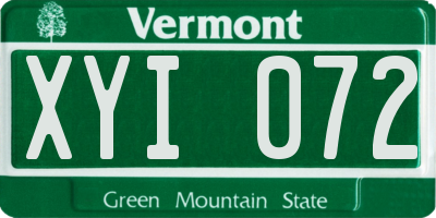 VT license plate XYI072
