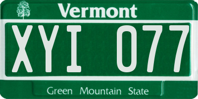 VT license plate XYI077