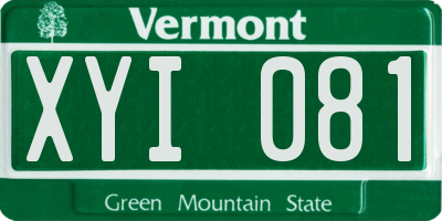 VT license plate XYI081