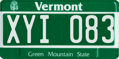 VT license plate XYI083