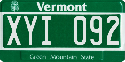 VT license plate XYI092