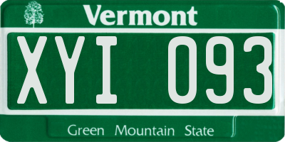 VT license plate XYI093