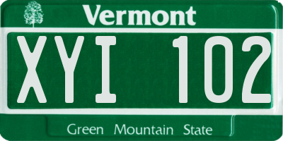 VT license plate XYI102