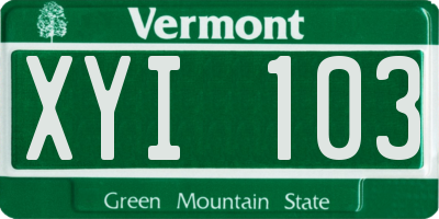 VT license plate XYI103