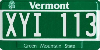 VT license plate XYI113