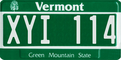 VT license plate XYI114