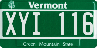 VT license plate XYI116