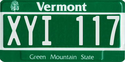VT license plate XYI117