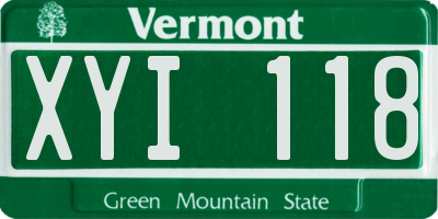 VT license plate XYI118