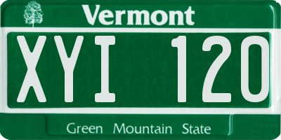 VT license plate XYI120