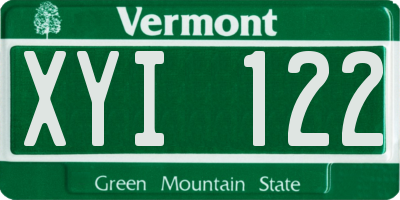 VT license plate XYI122