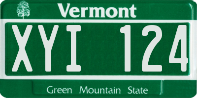 VT license plate XYI124