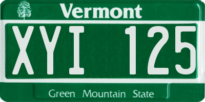 VT license plate XYI125