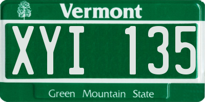 VT license plate XYI135