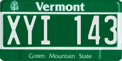 VT license plate XYI143
