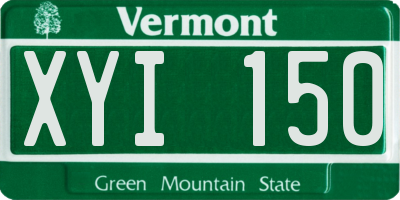 VT license plate XYI150
