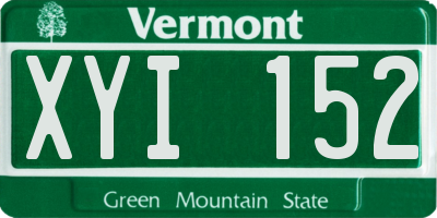 VT license plate XYI152