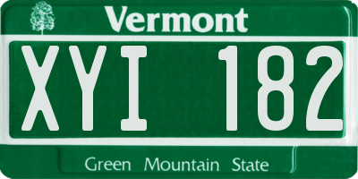 VT license plate XYI182