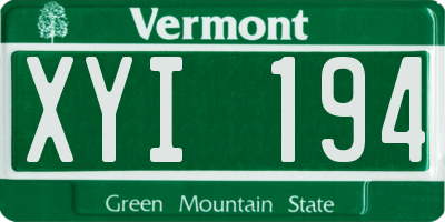 VT license plate XYI194