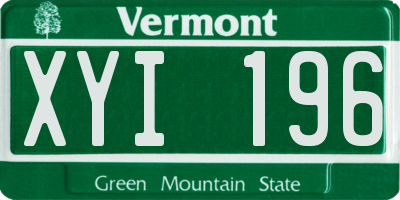 VT license plate XYI196